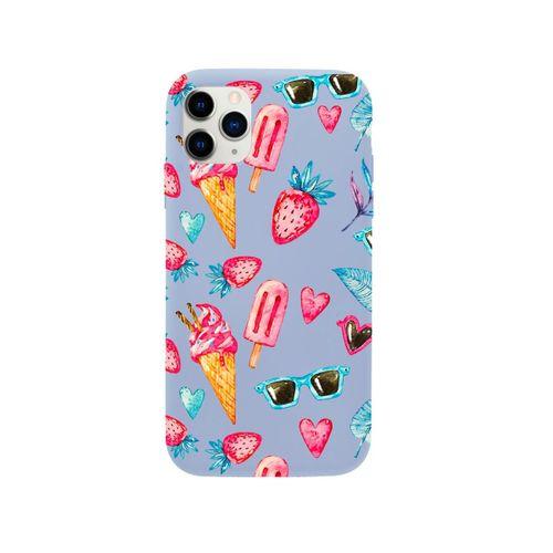 iPhone 11 Pro Max Summer Çilek Premium Lila Lansman Silikonlu Kılıf