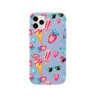 iPhone 11 Pro Max Summer Çilek Premium Lila Lansman Silikonlu Kılıf