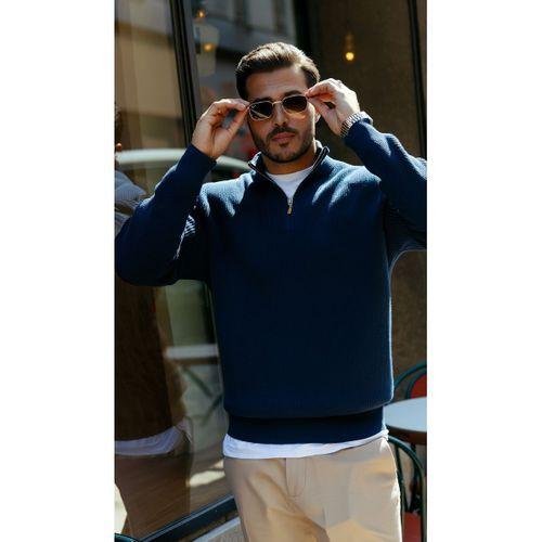 Erkek Balıkçı Zip Yaka Uzun Kollu Triko