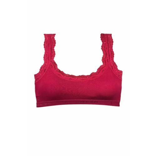 Dantel Nakış İşlemeli Pedli Bambu Kadın Büstiyer Bordo