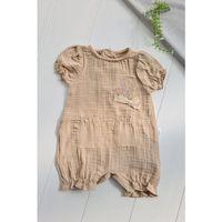 Müslin Kumaş Çiçek Nakışlı Pamuklu Kız Bebek Tulum