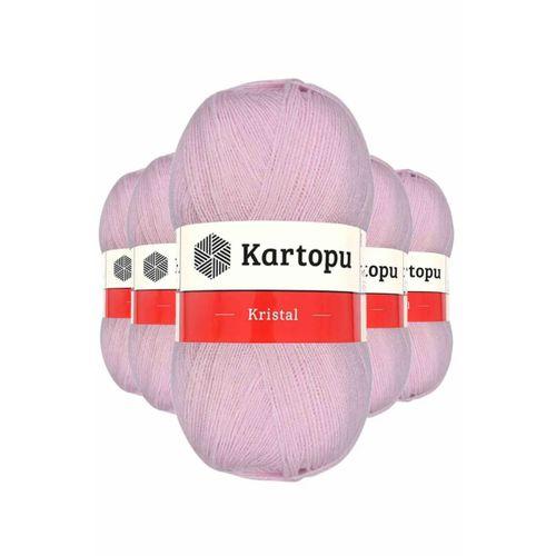 5 Adet Kristal Çift Katlı El Örgü Lif İpi Açık Pembe K699