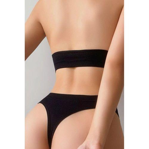Kadın Siyah Seamless Tanga Sütyen Takım