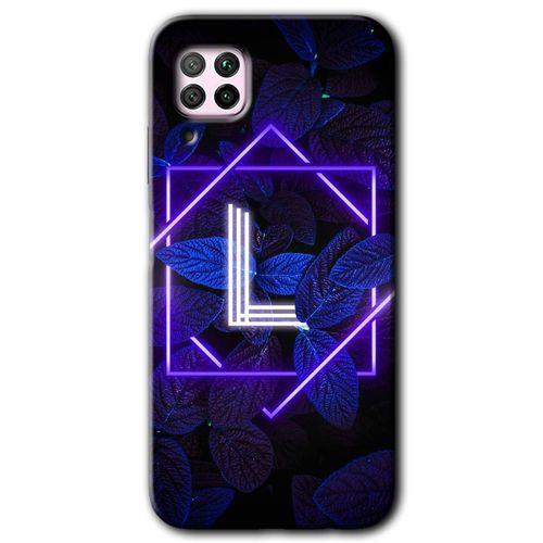 Huawei P40 Lite Kılıf Kapak - Dark Neon Yaprak L Harfi +Hayalet Ekran Yandan Gözükmez