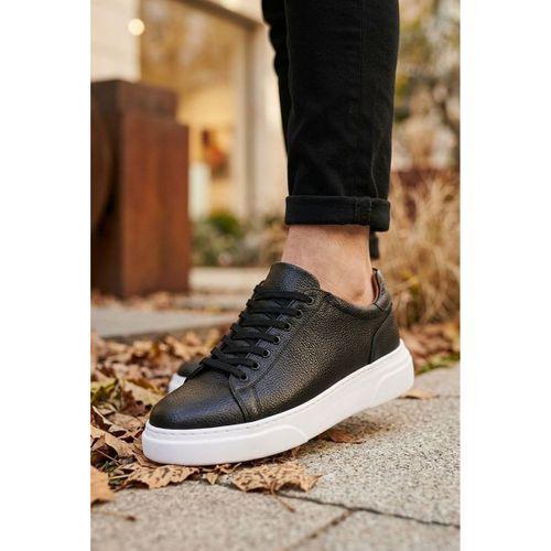 BLF-010 Erkek Sneaker Günlük Casual Spor Ayakkabı Siyah Beyaz Taban