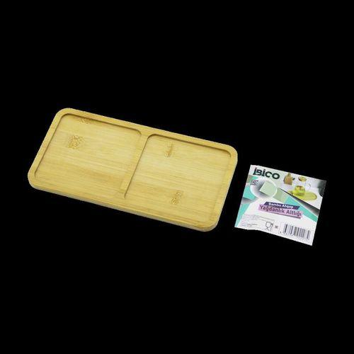 Bambu Ahşap 2 Bölmeli Dikdörtgen Mini Tepsi - 12x23.4 cm