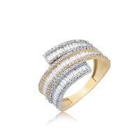 14 Ayar Altın Baget Yarım Tur Üç Renk Yüzük HSM10025