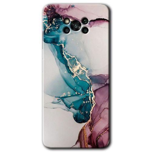 Poco x3 NFC Kılıf HD Desen Baskılı Arka Kapak - Liquid Mermer + Kırılmaz Cam
