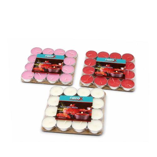 Renkli Yuvarlak Tea Light Mum 16'lı