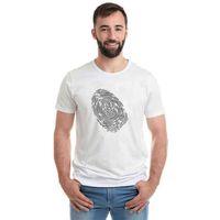 Parmak Izi Dna Baskılı Beyaz Erkek Tshirt