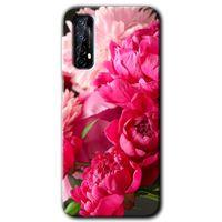 Realme 7 Kılıf HD Desen Baskılı Arka Kapak - Kırmızı Beyaz Gül + Kırılmaz Cam