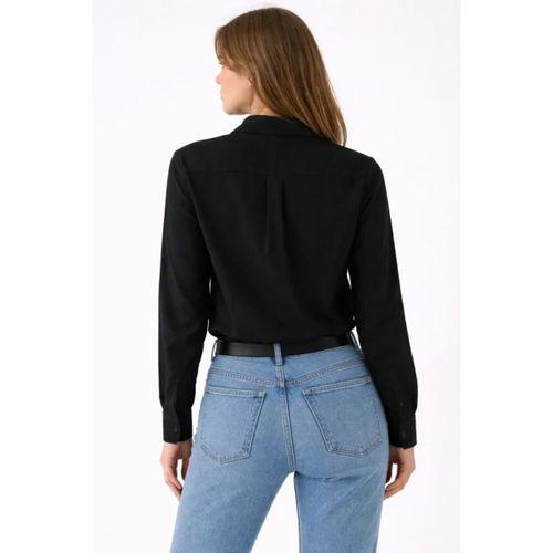 Uzun Kollu Gömlek Düğmeli Klasik Yaka Günlük Ve Ofis Şıklığına Uygun - Siyah