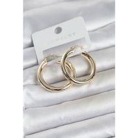 Gold Renk Pirinç Halka 30 mm Kadın Küpe