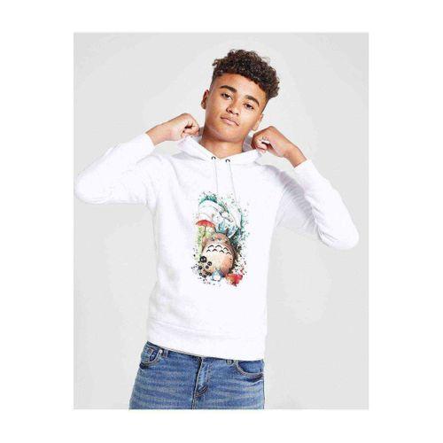 My Neighbor Komşum Totoro Baskılı Unisex Çocuk Kapüşonlu Beyaz Sweatshirt