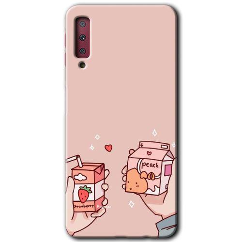 Galaxy A7 2018 Kılıf HD Desen Baskılı Arka Kapak - Meyveli Süt + Kırılmaz Cam