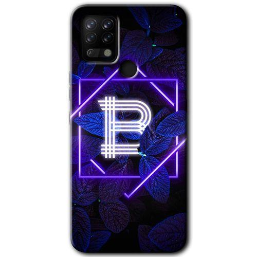 Potkal Hediye Fabrikası Tecno Pova Kılıf HD Desen Baskılı Arka Kapak - Dark Neon Yaprak B Harfi