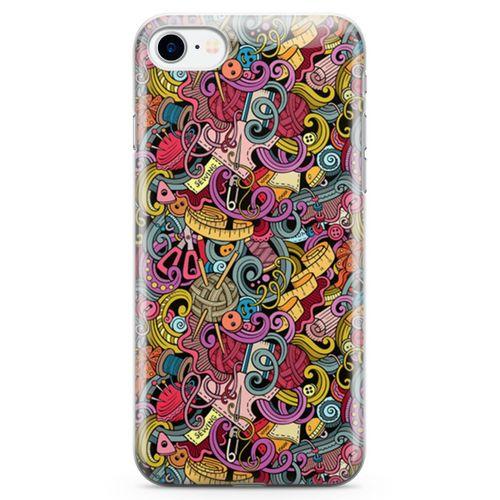 Apple iPhone 7 Kılıf Doodle Dikiş Makinesi Arka Kapak Koruma Desenli Full Koruyucu