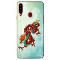 Samsung Galaxy A20s Kılıf Dragons (25) Antişok Kapak Tatoo Sarı Kırmızı Ejderha