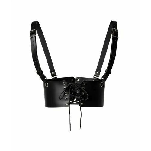 Siyah Deri Kadın Elbise Kemeri, Omuzdan Askılı Elbise Kemeri - APFT1429