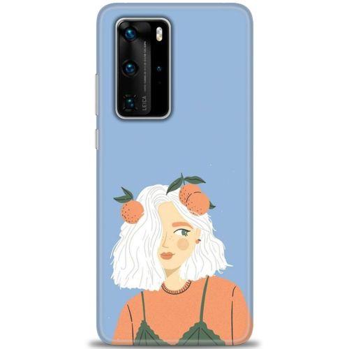 Huawei P40 Pro Kılıf HD Baskılı Kılıf - Beyaz Saçlı Kız + Tam Ekran Koruyucu