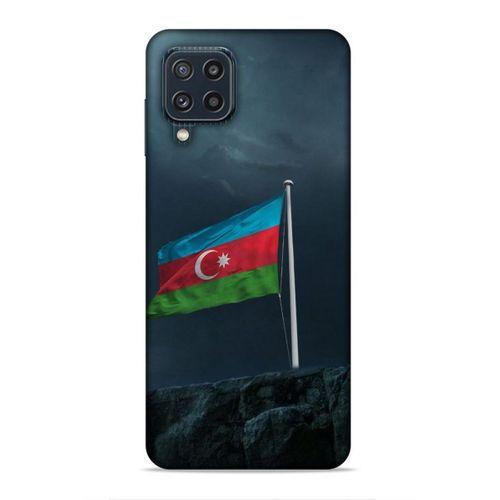 Samsung Galaxy M32 Uyumlu Kılıf Azarbaijan (27) Tasarımlı Kılıf Mavi Beyaz