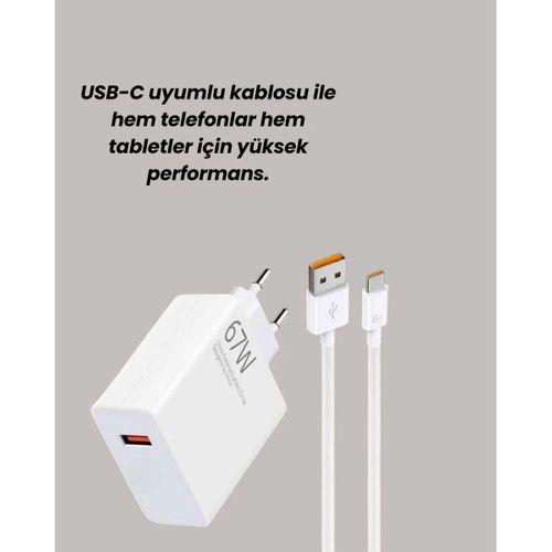 Type-c Uyumlu 67w Turbo Hızlı Şarj Aleti Akıllı Koruma Sistemli