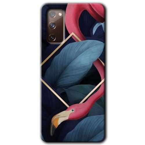 Samsung Galaxy S20 FE Kılıf Baskılı Kapak - Flamingo Yaprak +Tam Kaplayan Mat Seramik