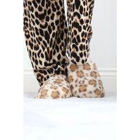 pilelistore Leopar Desenli Peluş Terlik Sütlükahve
