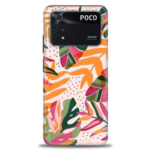Xiaomi Poco M4 Pro 4G Kılıf HD Baskılı Kılıf - Turuncu Pembe + Tam Ekran Koruyucu