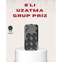 6’lı Grup Priz Termal Korumalı Usb Type-c Çoklu Priz 2 Metre Kablo