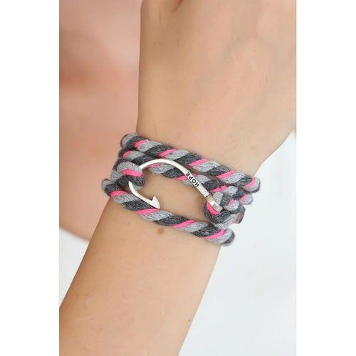 Karışık Desenli Pembe Gri Gümüş Metal Kancalı Bayan Çoklu Bileklik
