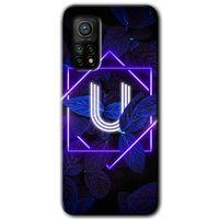 Xiaomi Mi 10T Pro Kılıf Baskılı Arka Kapak - Dark Neon Yaprak U Harfi +Tam Ekran Koruyucu