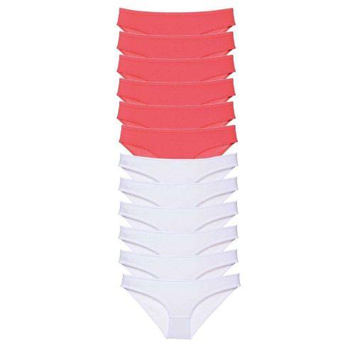12 adet Eko Set Likralı Kadın Slip Külot Fuşya Beyaz