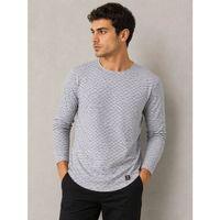 ErkekLikralı Dokulu Uzun Kollu Tişört Oval Kesim - Gri