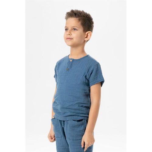Kısa Kol Batı Yazlık Müslin Erkek Çocuk Tshirt İndigo indg