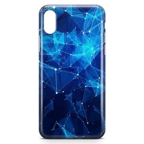 Apple iPhone XS Max Kılıf Mavi Ağ Güvenliği Arka Kapak Koruma Desenli Full Koruyucu