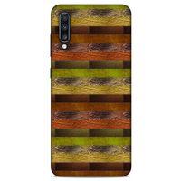 Samsung Galaxy A70 Kılıf Patchwork (48) Bumper Kılıf Kahve Yeşil
