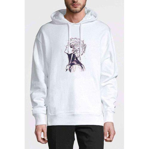Anime One Punch Man Genos Baskılı Beyaz Erkek Kapşonlu Sweatshirt