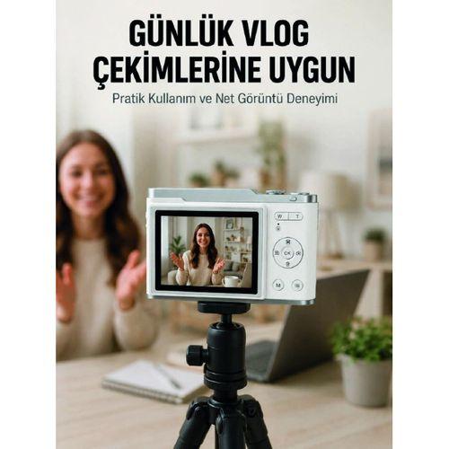 Beyaz 4k Dijital Kamera 2 4 İnç Hd Ekran Ve Led Flaşlı