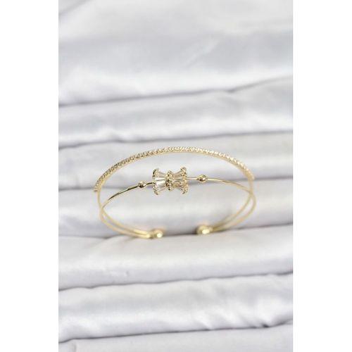 Pirinç Gold Renk Baget Zirkon Taşlı Objeli Kadın Bileklik