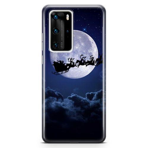 Huawei P40 Pro Kılıf Noel Baba ve Geyikleri Arka Kapak Koruma Desenli Full Koruyucu