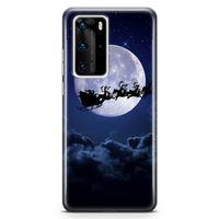 Huawei P40 Pro Kılıf Noel Baba ve Geyikleri Arka Kapak Koruma Desenli Full Koruyucu