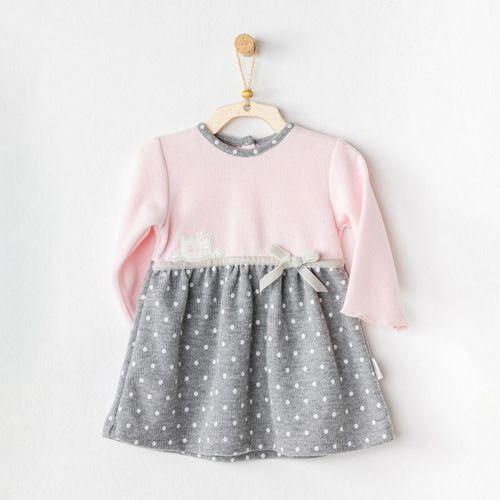 Andywawa Andywawa AC24391 Meow Bebek Elbise Takım Pink Grey