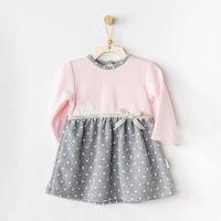 Andywawa Andywawa AC24391 Meow Bebek Elbise Takım Pink Grey