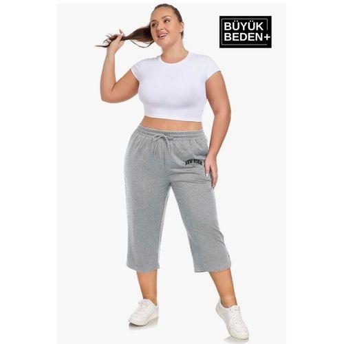 Kadın Büyük Beden New York Baskılı Standart &Regular Kalıp Şort SPR25BSRK087