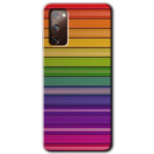 MRCİLETİSİM MRCİLETİSİM Samsung Galaxy S20 FE Kılıf HD Desen Baskılı Arka Kapak + Temperli Cam - Colorful Lines