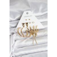 Gold Renk Pirinç 6'lı Kadın Küpe Seti
