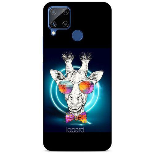 Oppo Realme C15 Kılıf FunnyMaX (6) Silikon Kılıf Siyah Zürafa