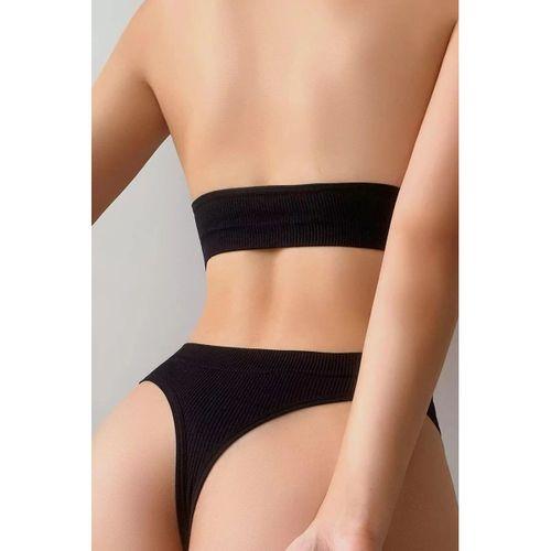 Kadın Siyah Seamless Tanga Sütyen Takım