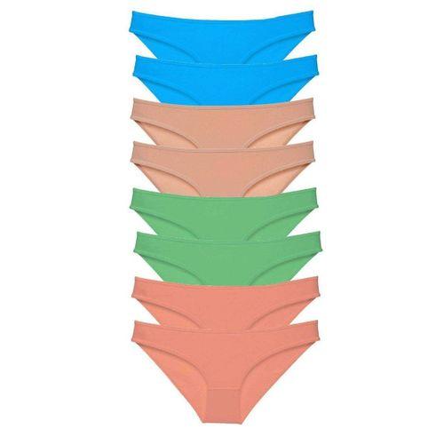 8 adet Süper Eko Set Likralı Kadın Slip Külot Ten Pudra Yeşil Mavi